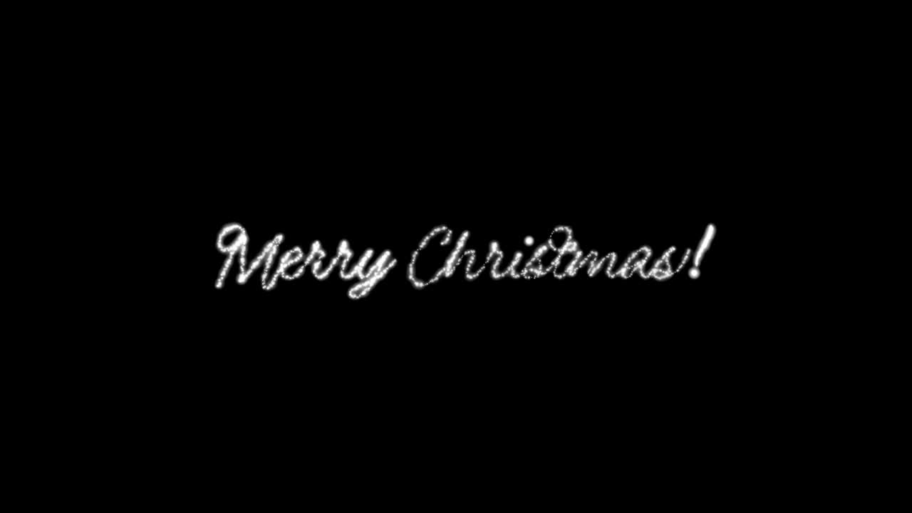 mensaje de feliz navidad en inglés, alemán, francés multi idioma con copia o tipo de espacio de logotipo en fondo negro. composible en pantalla o agregar mezcla de tarjetas de vacaciones de navidad superposición bucle de costuras video 4k