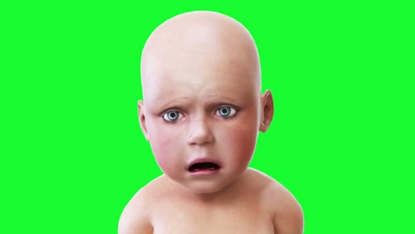 sad speaking baby, children. green screen realistic animation.