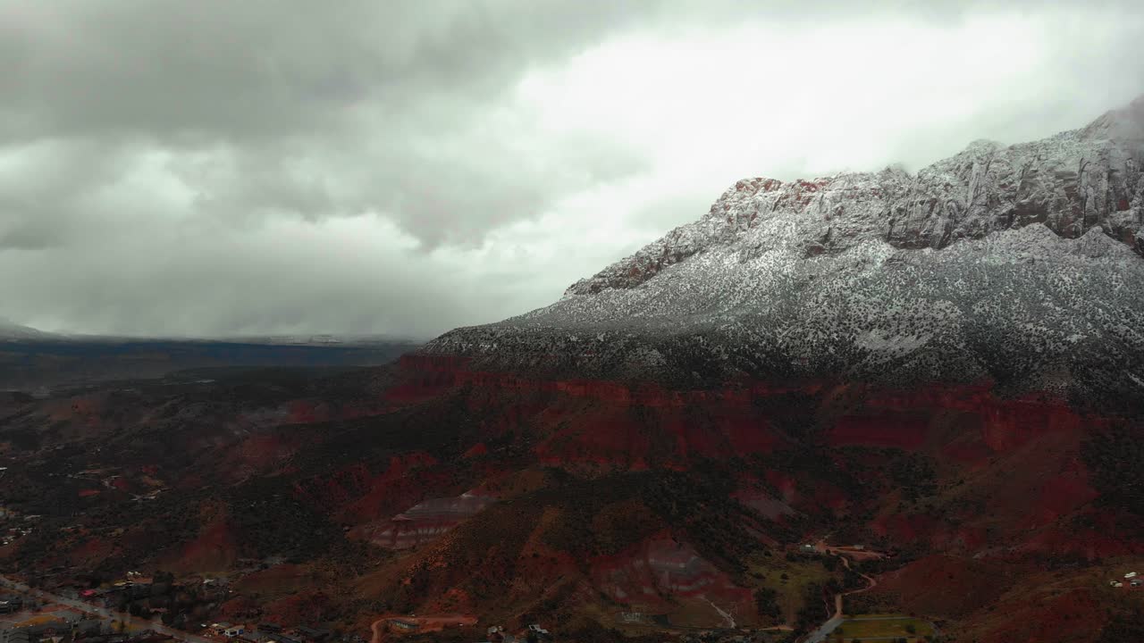 Snow-Covered Red Rock Mountain Landscape