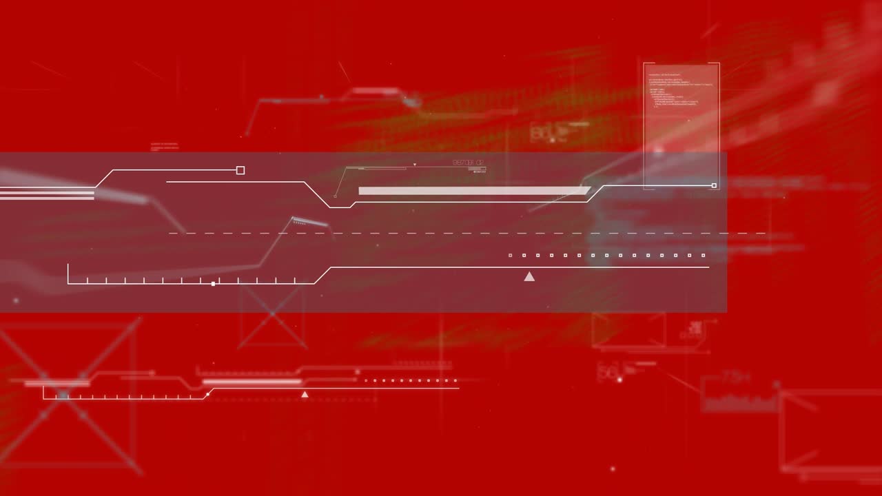 Animation of data processing and markers on red background