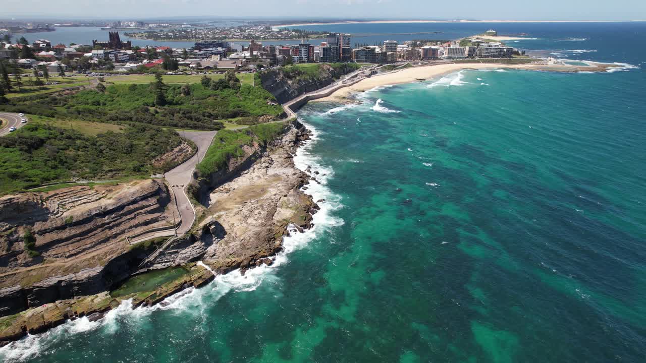 Bogey Hole Swimming Pool In Shortland Esplanade, Newcastle, NSW, Australia - Aerial Shot