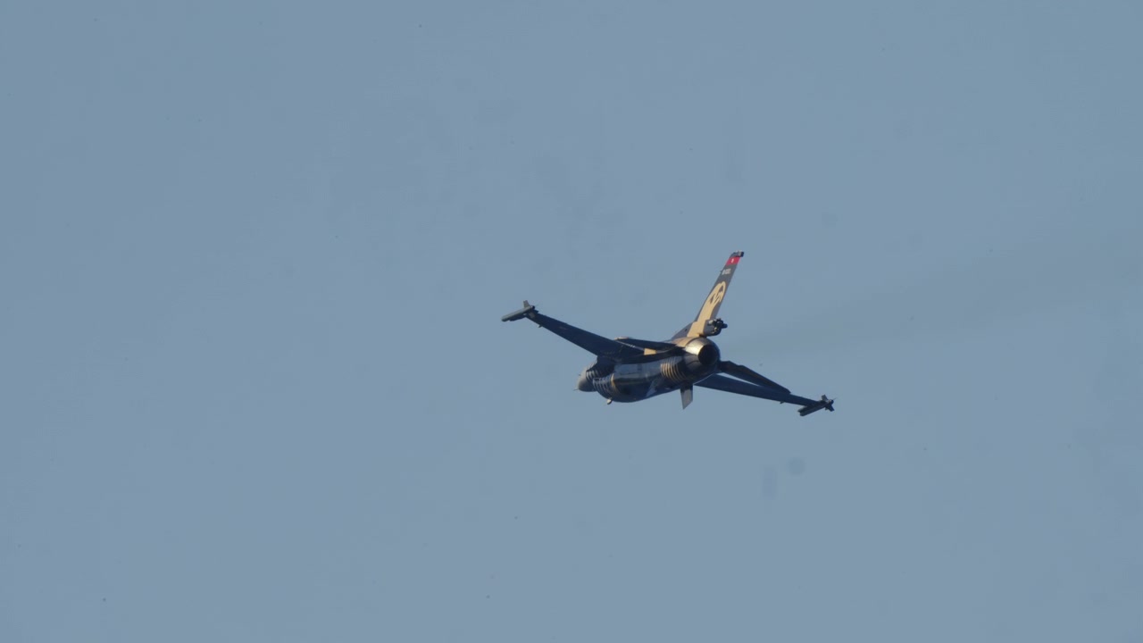 Turkish Air Force F-16 Fighter Jet Flying in Blue Sky