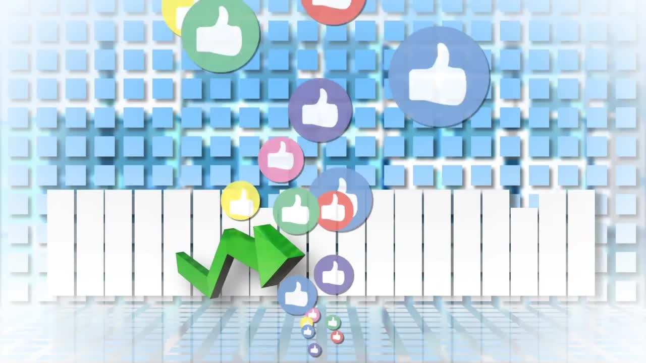 다이어그램 위의 소셜 미디어 아이콘의 애니메이션