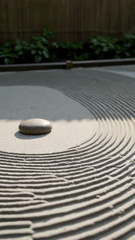 zen garden with single stone