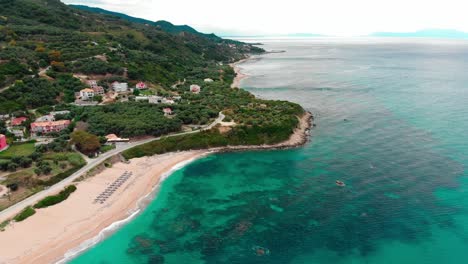 Drone-Fly-Over-Beautiful-Beach-In-Greece