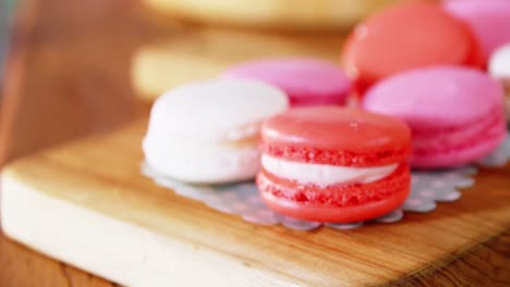 tray of macaroons on counter