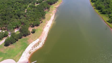 aerial footage of plowman creek park on lake whitney in texas