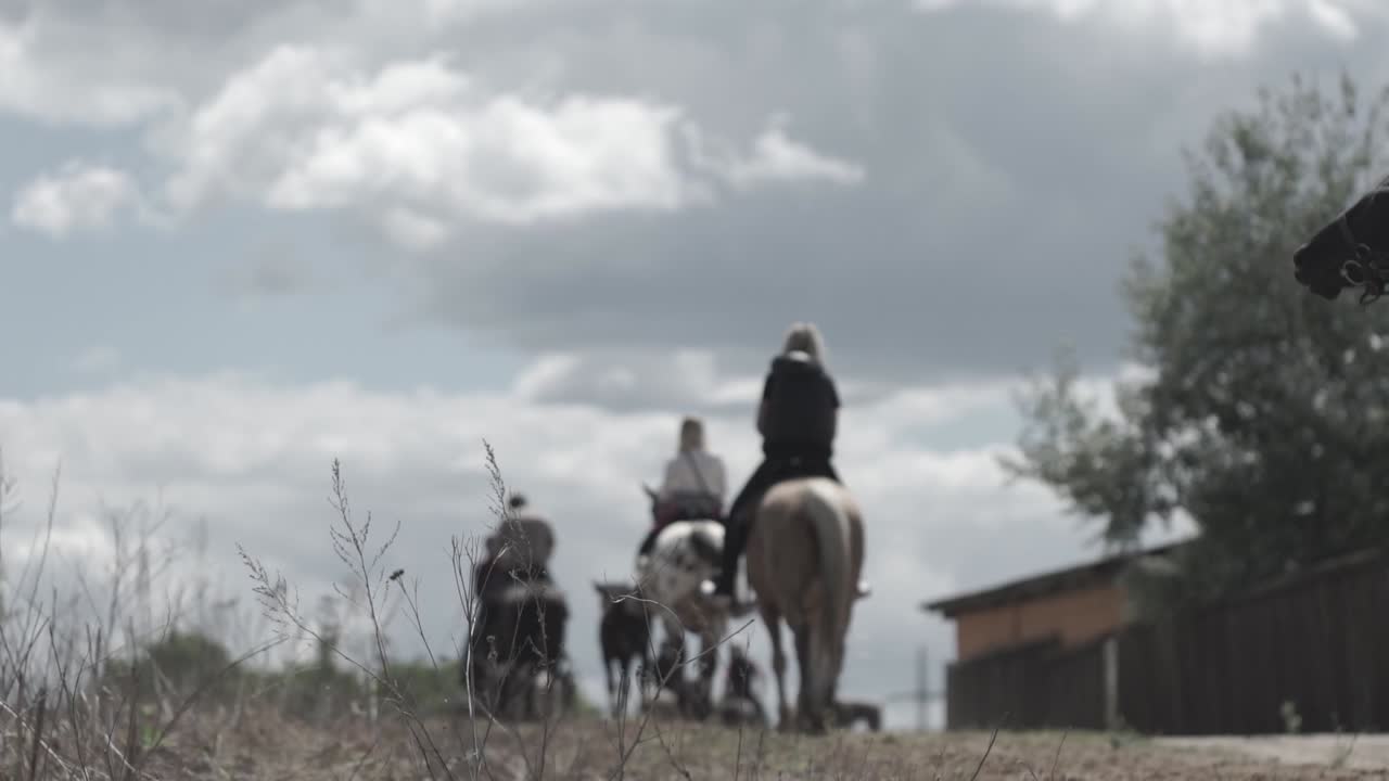 grupo de personas a caballo en un campo