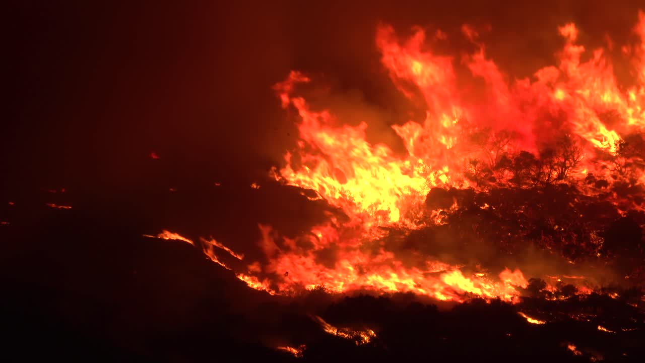 Huge Flames Rise At Night As The Cave Fire Near Santa Barbara California Burns Vast Acres Of Southern California Hillsides 3