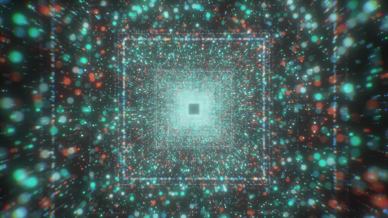 túnel 3d abstracto con partículas brillantes
