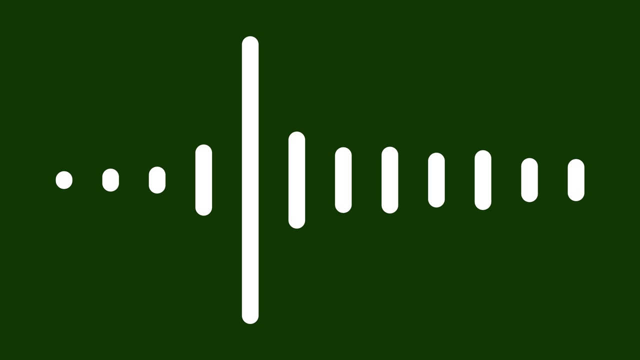 Forma d'onda audio bianca animata su sfondo verde scuro