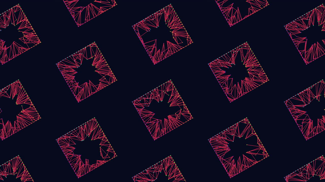 patrón digital de cubos sin costura con puntos de neón en gradiente negro