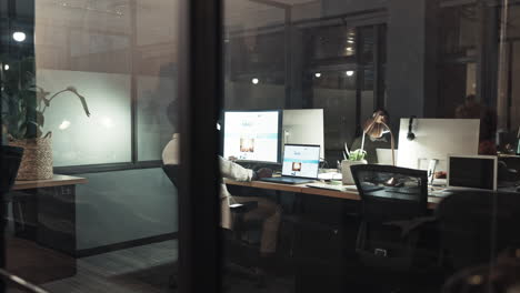 night workers in a modern office