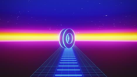 flying in a technological abstract space with luminous neon tubes. cyberpunk style. modern ultraviolet spectrum of light. blue purple color. seamless loop 3d render. dynamic retro background - 4k resolution - loopable stock video