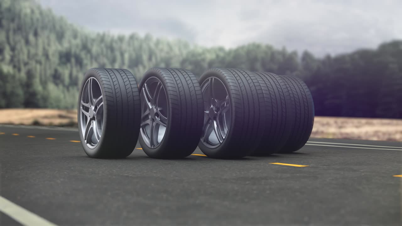 4 ruedas de coche de bucle conduciendo en la carretera