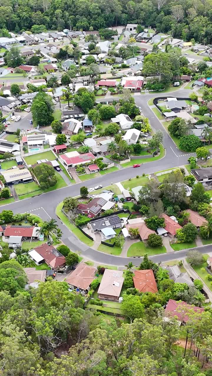 barrio suburbano rodeado de exuberante vegetación