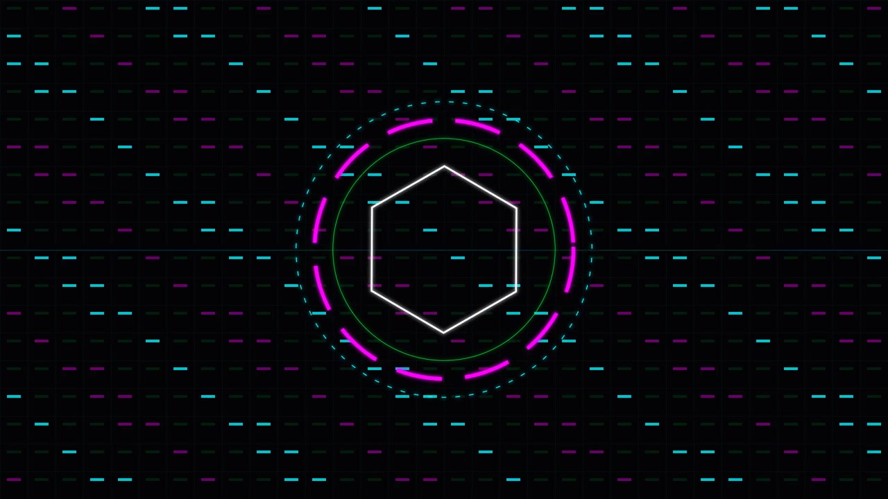 Futuristic Hexagon HUD Interface with Digital Data Glitch