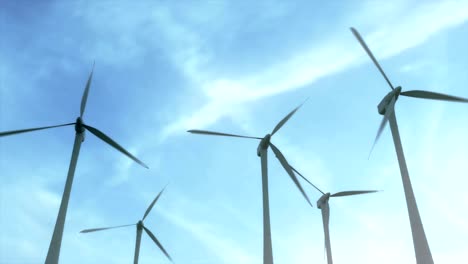 establishing shot of a wind farm / turbines