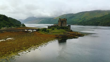 Stunning-Aerial-Video-Of-Famous-Castle-Eilean-Donan-In-The-Scottish-Highlands