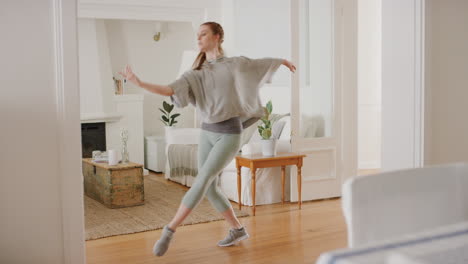 young woman dancing practicing ballet dancer rehearsing at home with graceful dance moves 4k