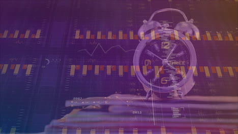 animación del procesamiento de datos financieros durante el reloj