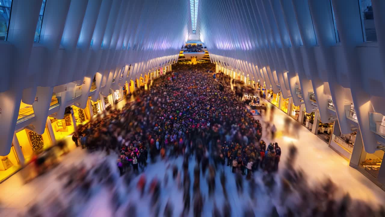 A Captivating Scene Inside a Breathtaking Architectural Space Filled with a Vibrant Crowd Engaging in Various Activities, Offering a Unique Atmosphere of Energy and Excitement