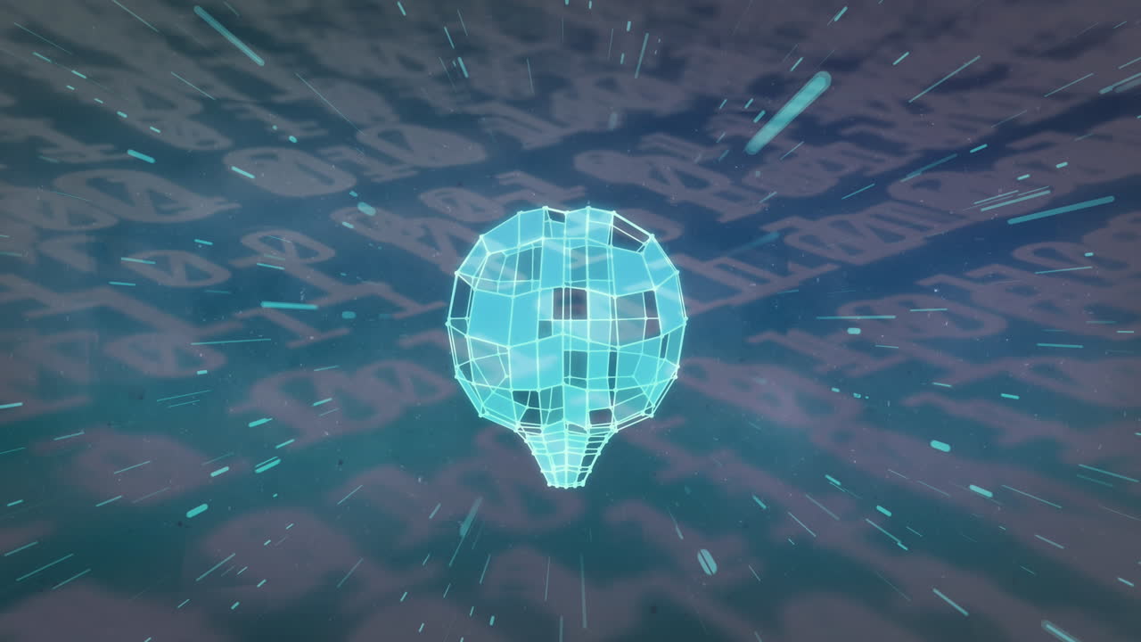 Animation of shapes and digital brain over binary coding