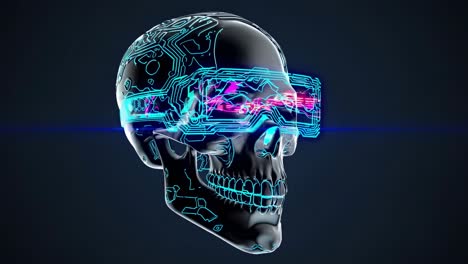 cyberpunk skull with vr glasses
