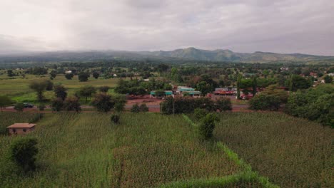 Landscape-of-the-farms-and-road-in-Moshi-Town-in-Tanzania