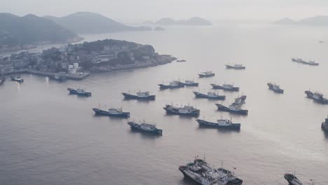 fisher boats on the sea, in taizhou, zhejiang.