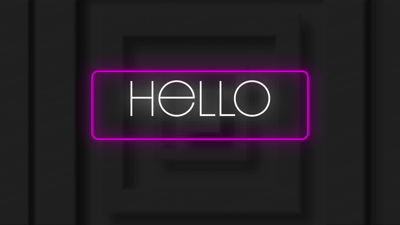 Animation of hello text on black background