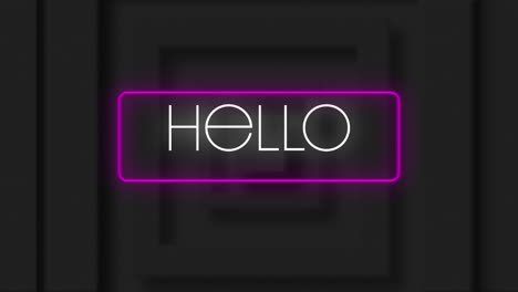 animación del texto de saludo en fondo negro