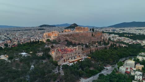 historic acropolis hill and parthenon at dawn – uhd drone footage