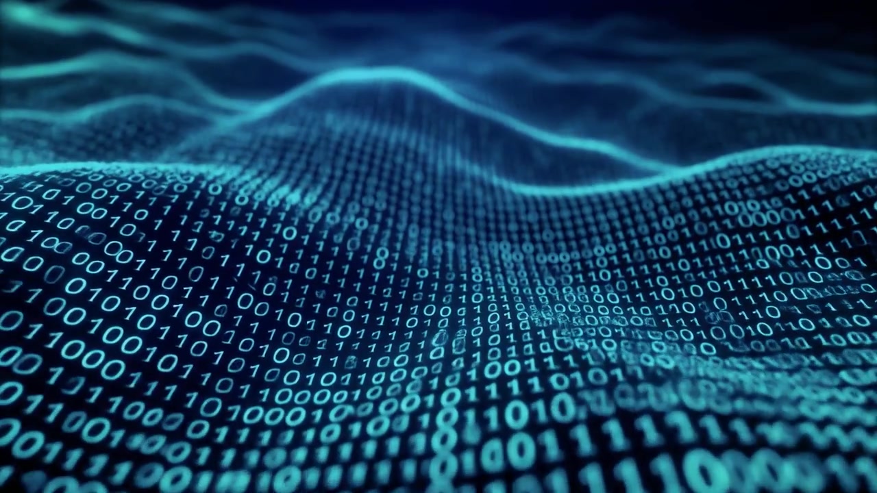 Abstract Digital Binary Code Wave Motion Background