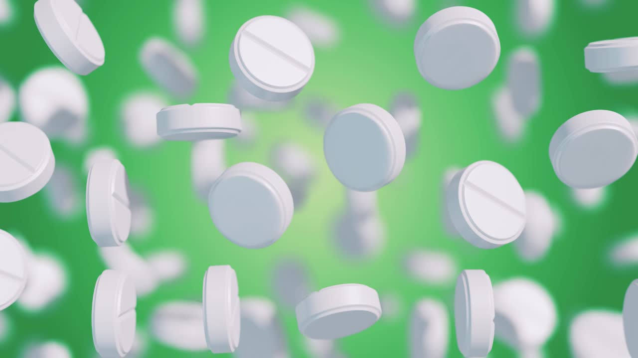 un gran número de diferentes tipos de pastillas que caen sin problemas.