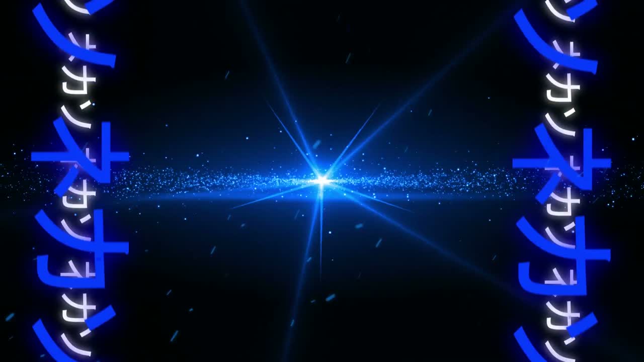 animación de escritura china asiática azul brillante en ambos lados