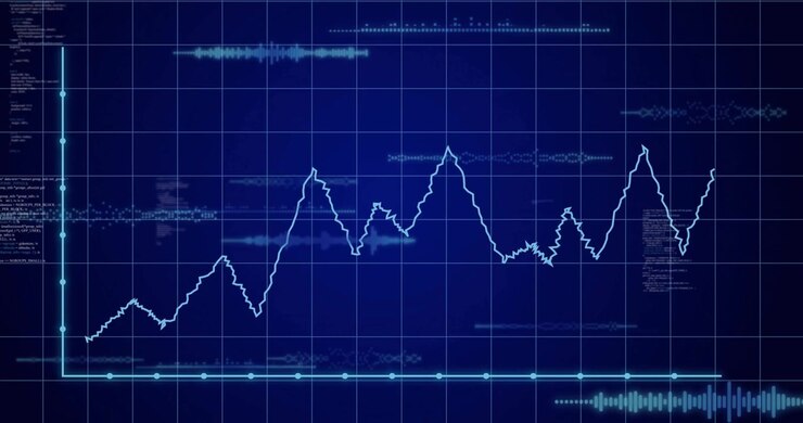 Animated Financial Line Graph Showing Market Fluctuations