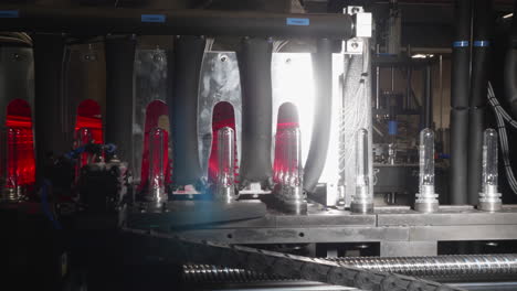 plastic bottle production line in a modern factory