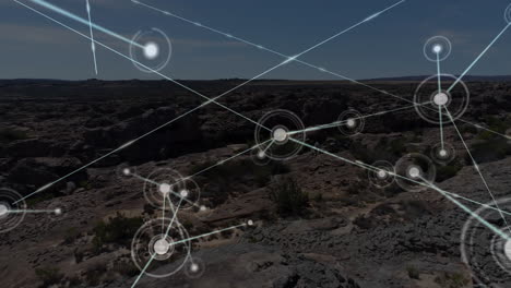 animación de redes de conexiones sobre el paisaje