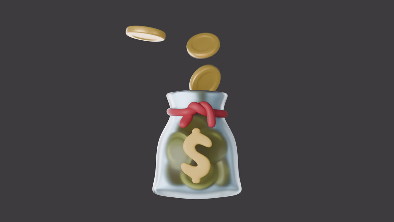 Animated Money Bag with Coins