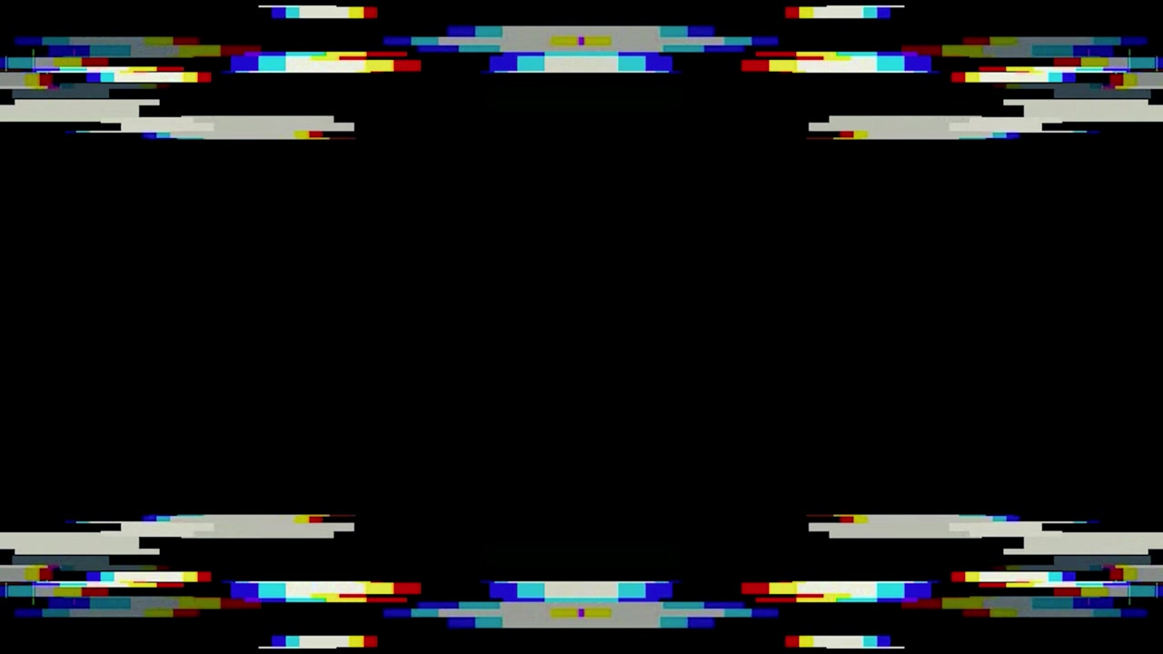 Effetto Glitch Digitale con Barre Geometriche Astratte su Sfondo Nero.