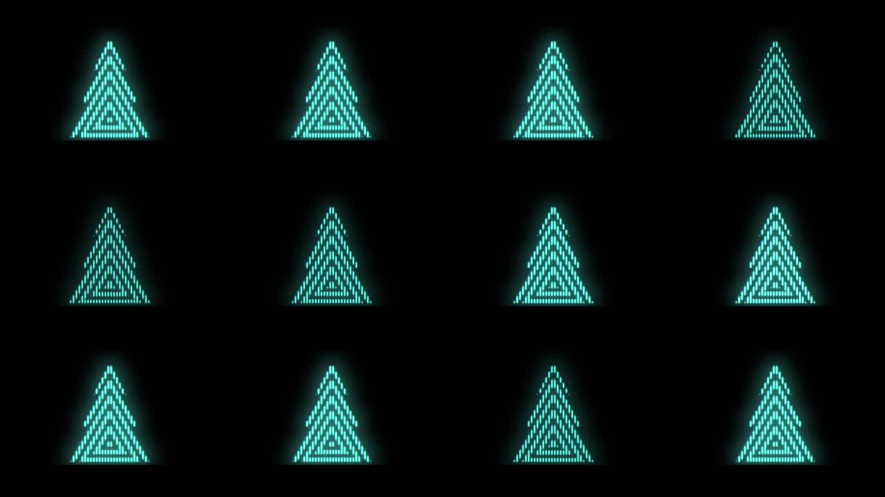 patrón de árboles de navidad verde neón pulsante en filas 11