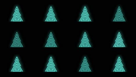 pulsing neon green christmas trees pattern in rows 11