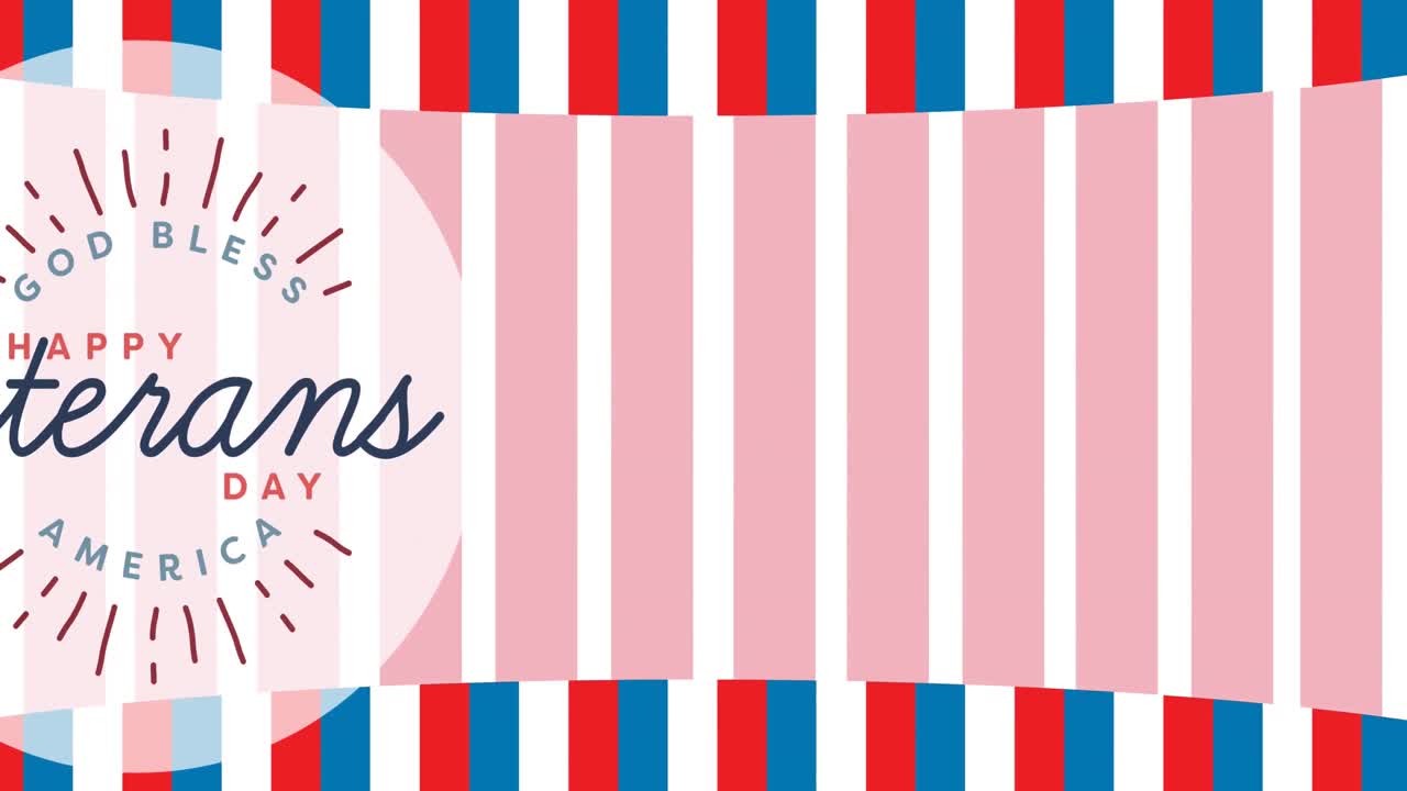 미국 발 줄무 위의 행복한 참전용사 날 텍스트의 애니메이션