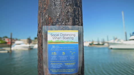 social distancing when boating signage on dock