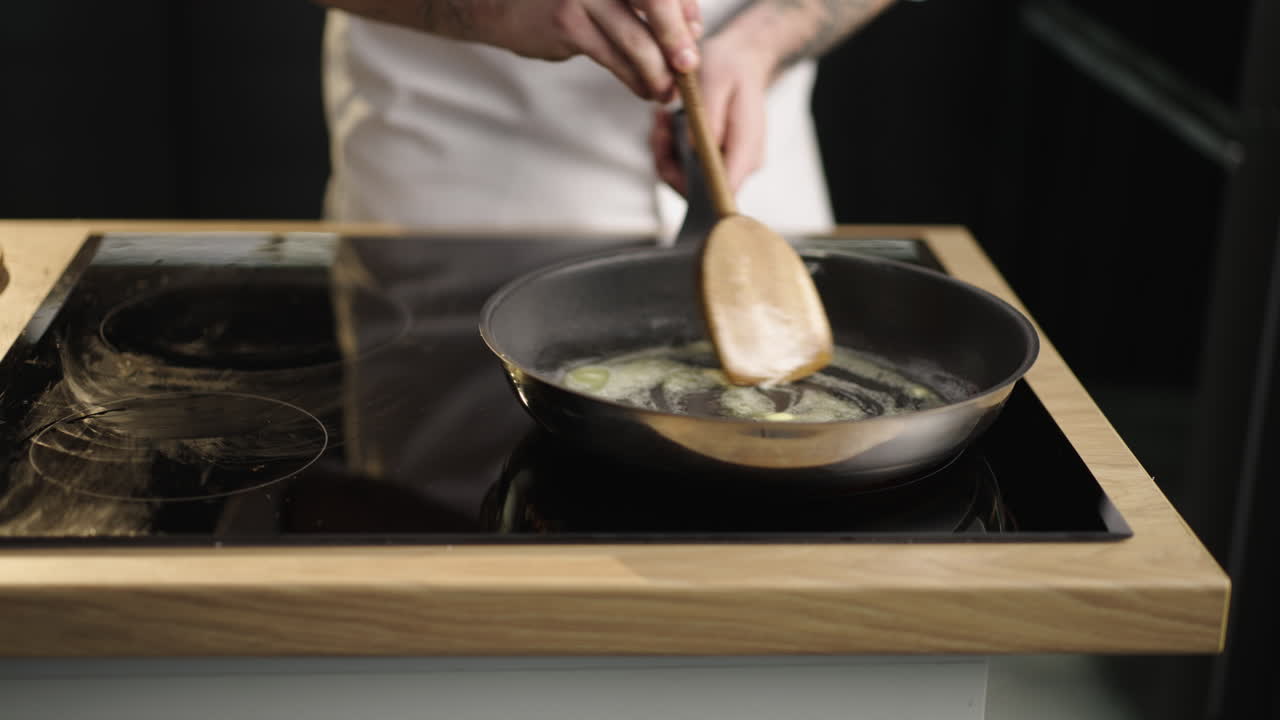 Cooking with butter in a frying pan