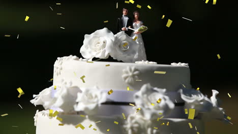 wedding cake and confetti