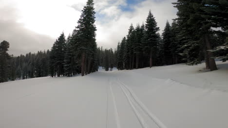Skiing-down-a-cat-trail-in-lake-tahoe