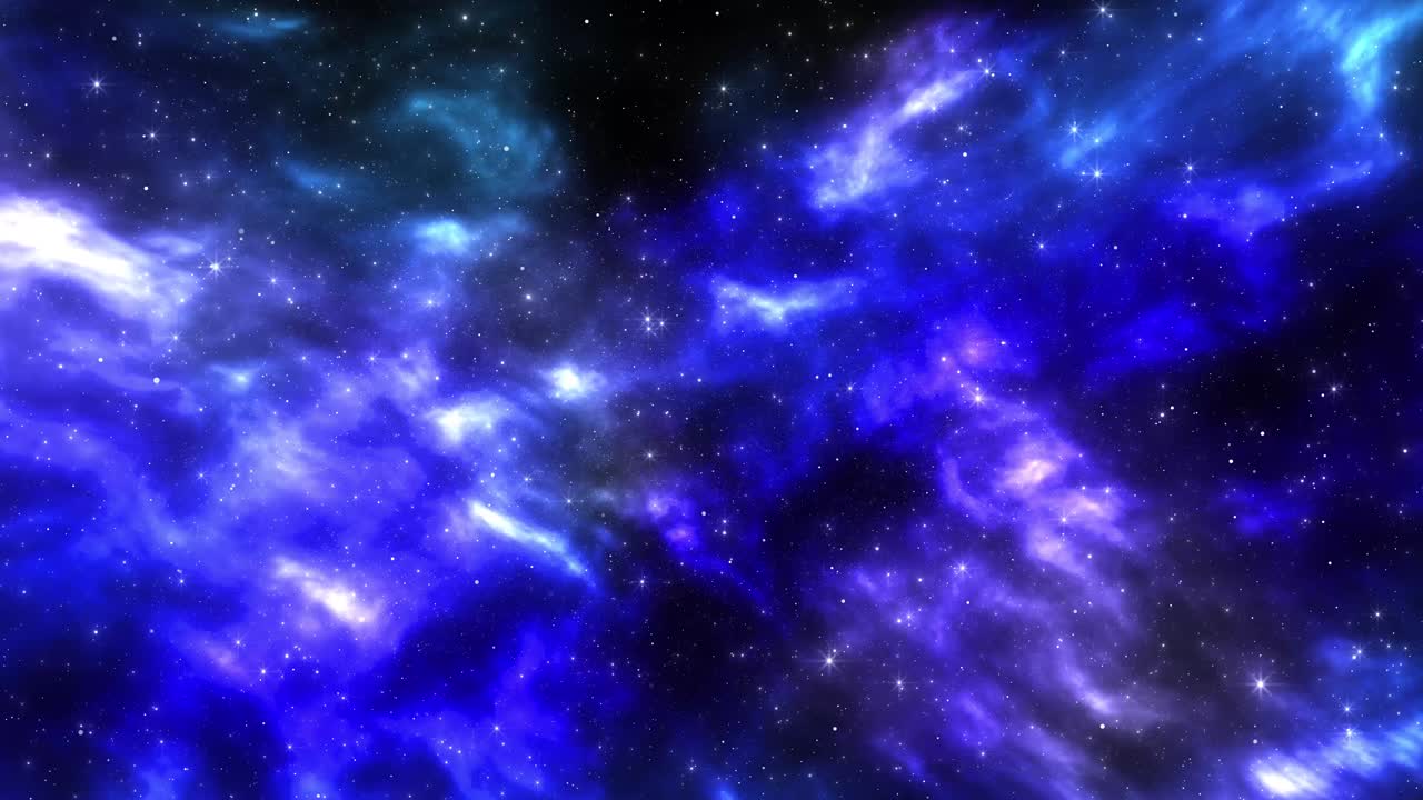 Night sky traveling trough universe filled stars nebulae galaxies abstract space background fly