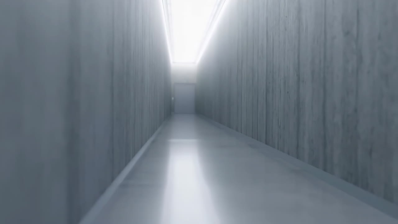 Long, Narrow, and Bright Concrete Corridor